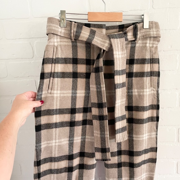 Aritzia Wilfred Tie-front Pants Trousers Wool Cashmere Blend Plaid Academia Sz 2 - Picture 8 of 15
